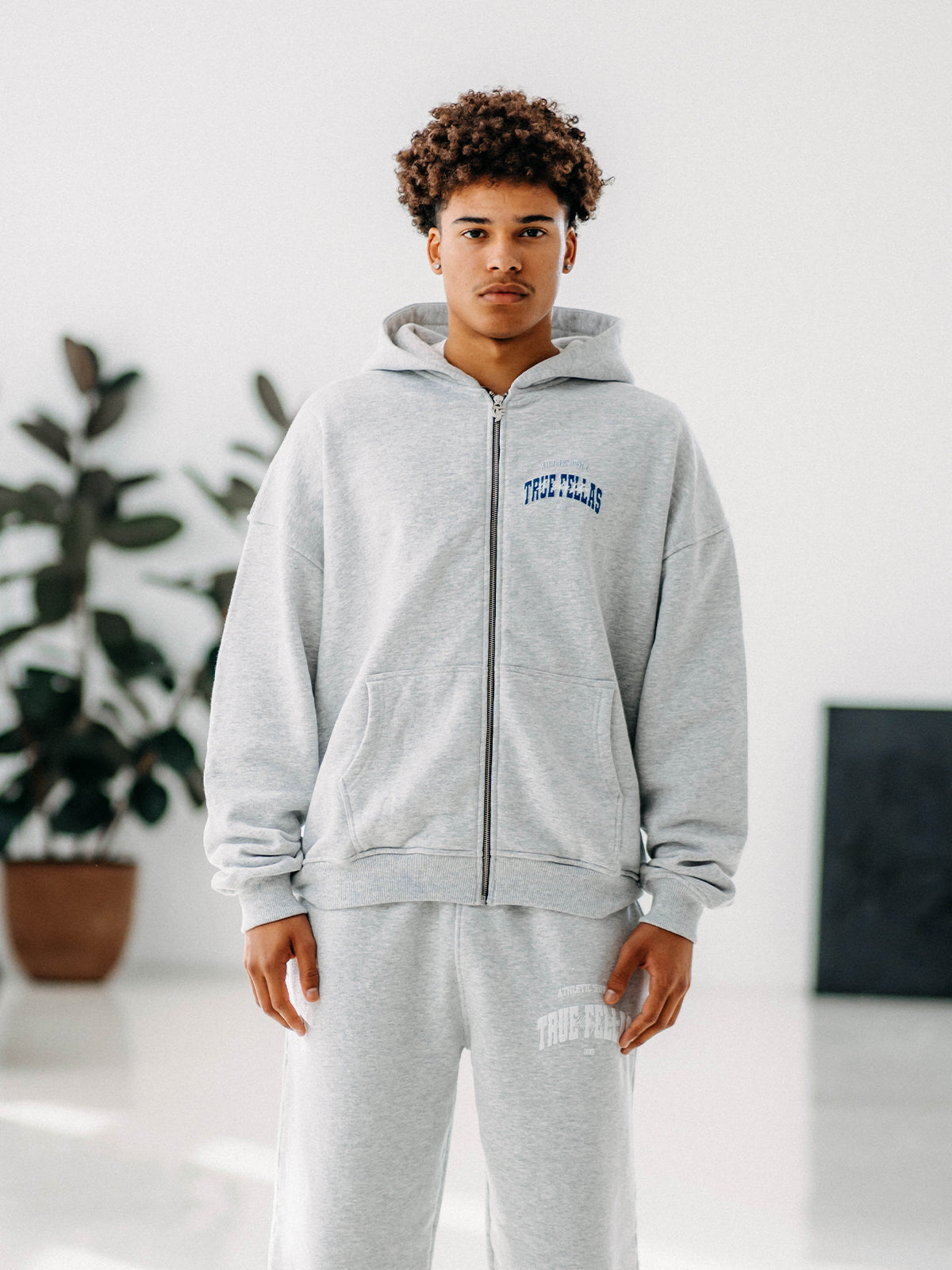 ACADEMY ZIP HOODIE GREY MELANGE